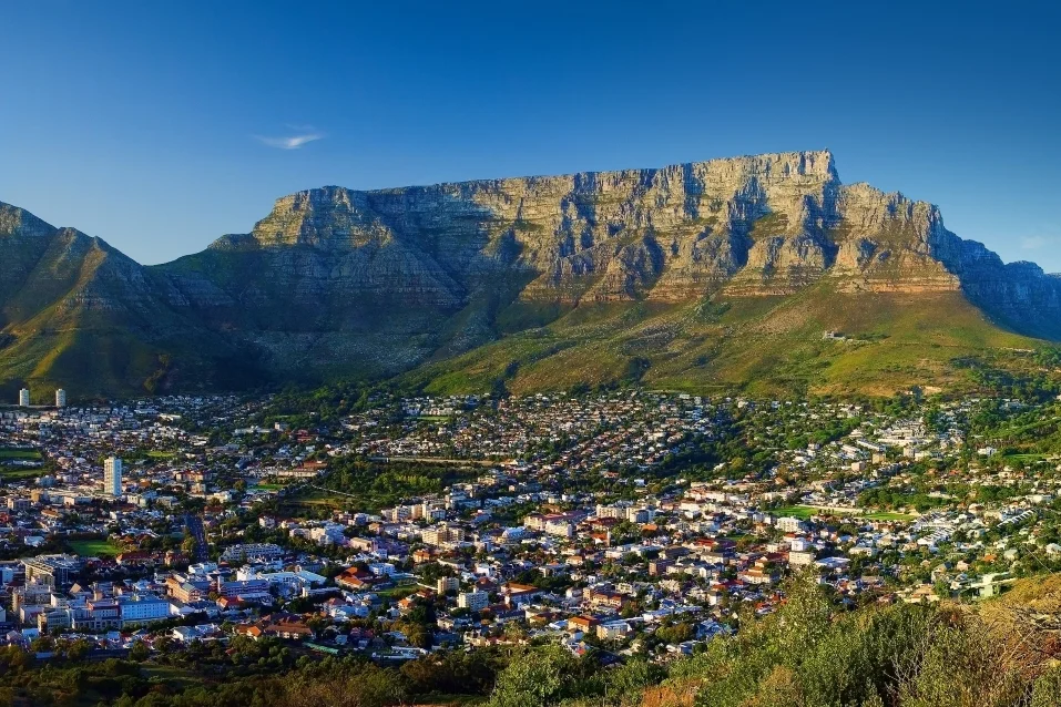 A panoramic view of Table Mountain overlooking Cape Town