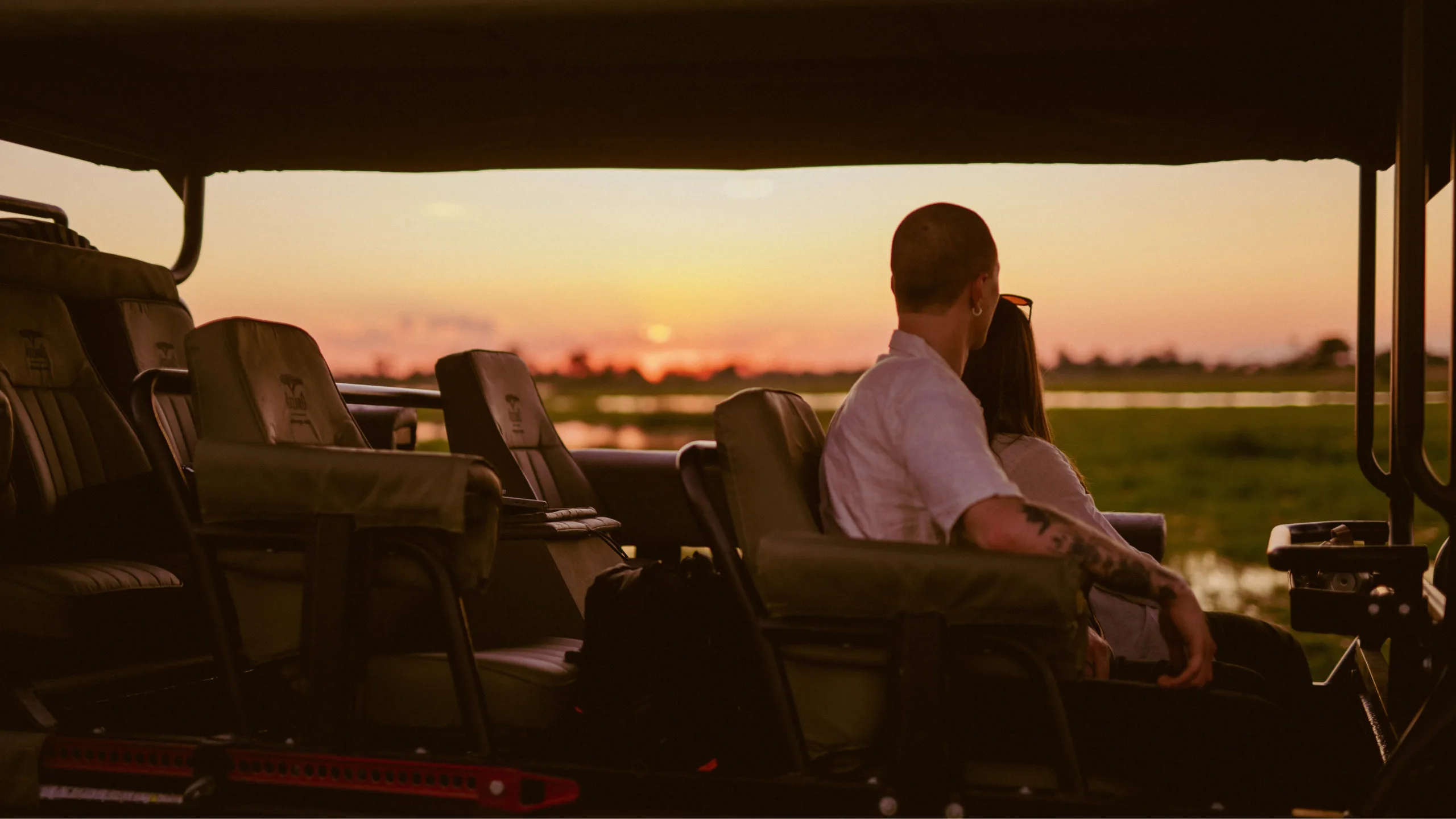Couple on safari in the Okavango Delta