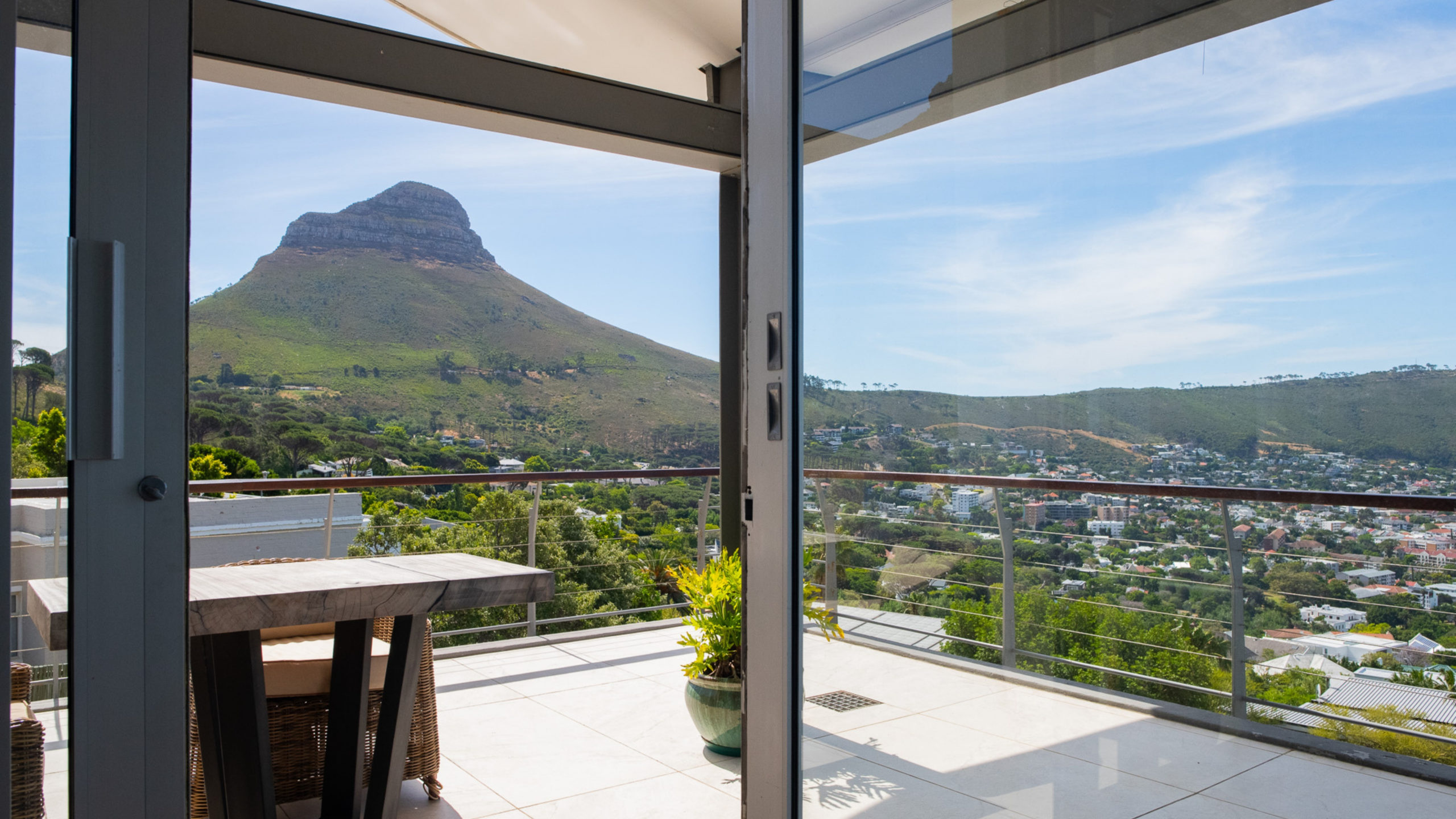 Views of Lion's Head mountain in Cape Town from the 5-star Atzaro boutique hotel.